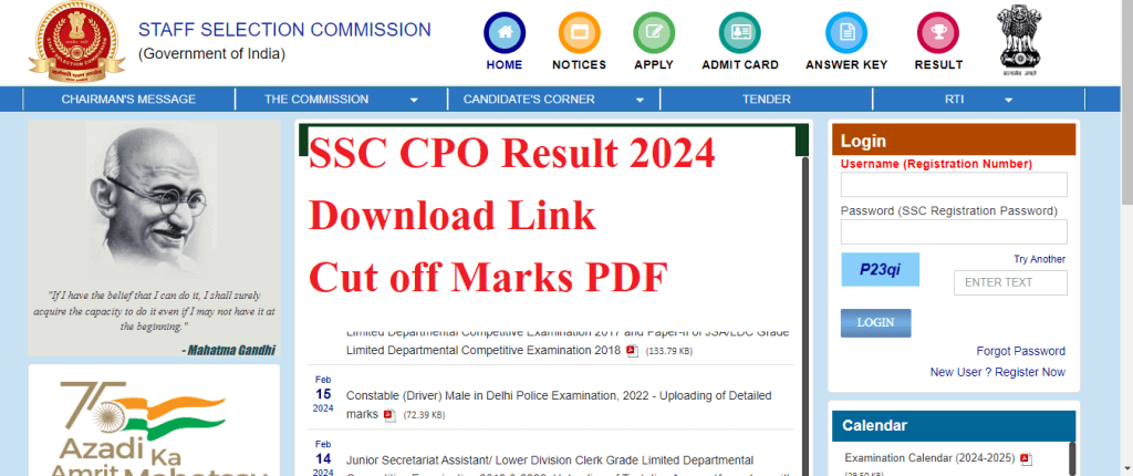 SSC CPO Result 2024