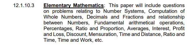 SSC GD Elementary Mathematics Syllabus