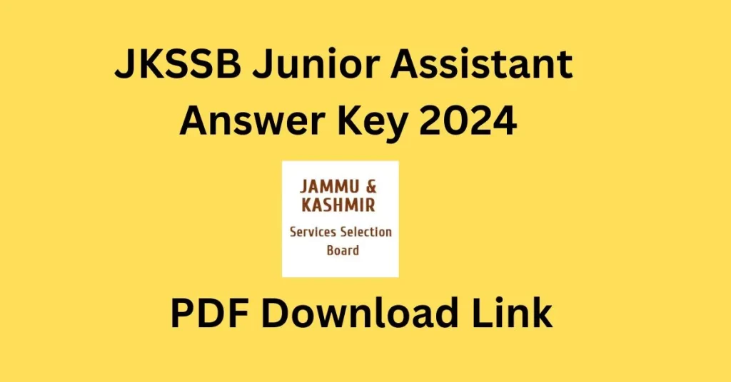 JKSSB Junior Assistant Answer Key 2024