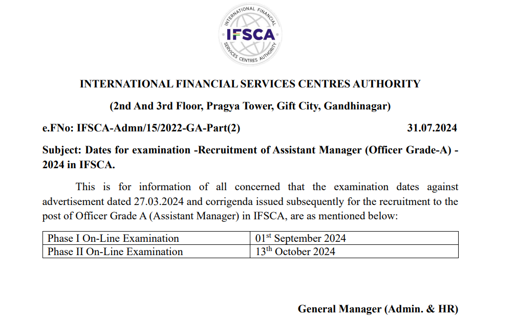 IFSCA Grade A Exam Date 2024 Out, Phase 1 Exam Schedule and Admit Card_3.1