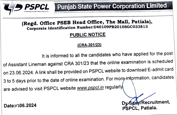 PSPCL ALM Exam Date 2024 and Result Out for 2500 Posts_3.1