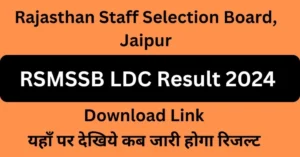 RSMSSB LDC Result 2024 PDF Download Junior Assistant Cut Off merit List Official Website at rsmssb.rajsthan.gov.in