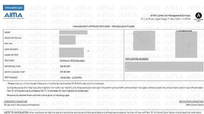 AIMA MAT Admit Card 2024 for PBT Releasing