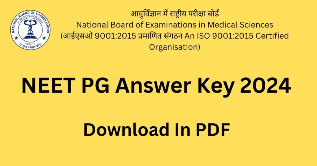 NEET PG Answer Key 2024
