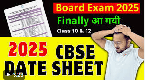 CBSE Date Sheet 2025 PDF Download CBSE tenth, twelfth Examination Sheet at cbse.gov.in